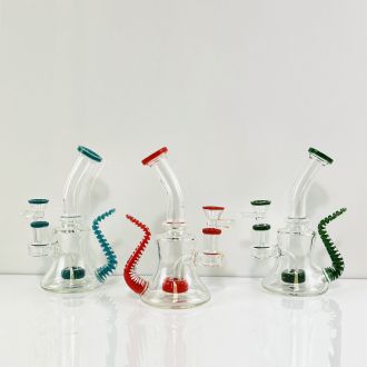 Waterpipe 6" Inch - Curved Neck And Horn With Showerhead Perc - Assorted - Price Per Piece