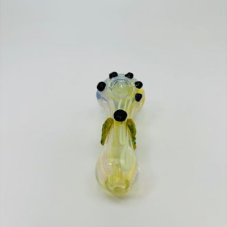 Handpipe Fumed With Leaves and Slime Head - 4 Inches