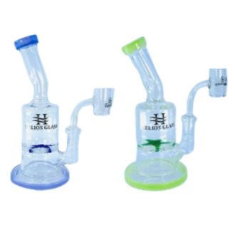 Helios Glass Waterpipe - 7" Inch -  Bent Neck With Star Perc 
