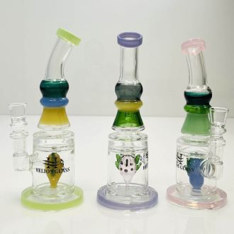 Waterpipe - 7.5" Inch - Helios Glass - Bent Neck With Rick Perc - Price Per Piece