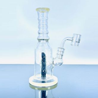 Helios Multi Rings Glass Waterpipe With Showerhead Perc And Banger - 7.5 Inch - Assorted Colors - WPTG124