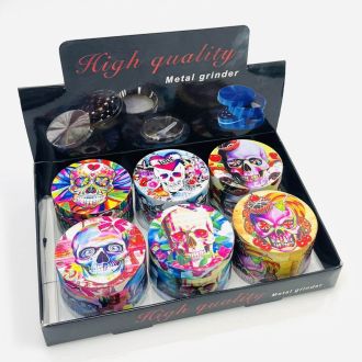 High-quality Metal Grinder Tattoo Skulls - 4 Parts - 63mm - Assorted Design - Price Per Piece