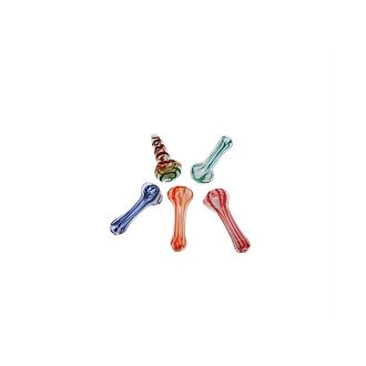 HPRG5 HANDPIPE 4"  BLUE -GOLD W/FLOWER DESIGNS
