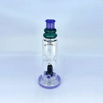 Helios Glass Waterpipe 8 Inch - Straight With Showerhead Perc and Banger - Assorted Designs - WPTG126