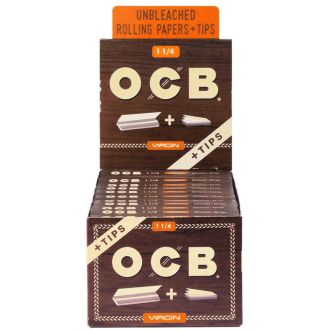 Ocb Virgin Unbleached Papers With Tips 1.25 Size - 24 Pack Per Box