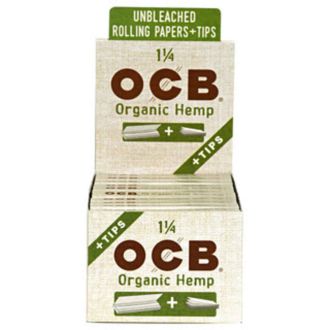Ocb Organic Hemp Papers With Tips 1.25 Size - 24 Pack Per Box