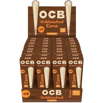 Ocb Virgin Unbleached Rolling Cones - 1.25 Size - 6 Count Per Pack - 32 Pack Per Box