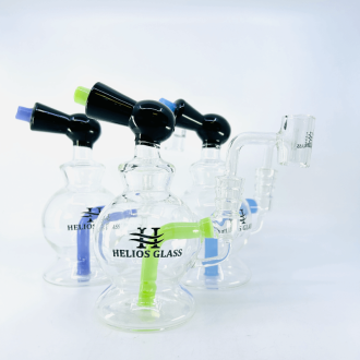 Helios Glass Waterpipe With Sphera Inline  Perc and Banger - 6 Inch - Assorted Colors - Price Per Piece - WPTG139