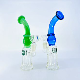 Square Heavy Waterpipe With Color Neck - 8 Inch - WPAG120 - Assorted Colors - Price Per Piece