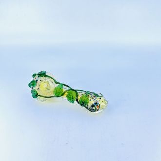 Fumed Handpipe With Leaves Design 4 Inch - Assorted