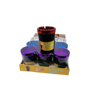 Jumbo Large Butt Bucket Ashtray - Metallic Colors - Assorted - 12 Counts Per Display