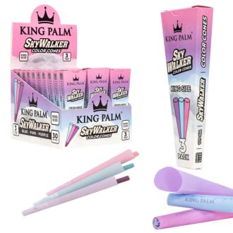 King Palm - King Size Cones - 3 Cones Per Pack - 30 Counts Pack Per Box - Skywalker Blue-Pink-Purple - KP-10802