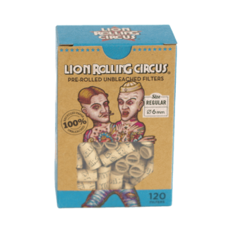 Lion Rolling Circus Pre-Rolled Unbleached Filters 6mm Regular Size - 12 In Box