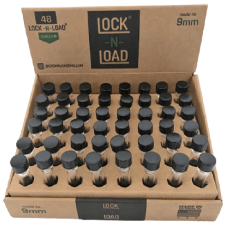 Lock N Load Glass Chillum 9mm - 48 Per Pack- Assorted Color - Price Per Box