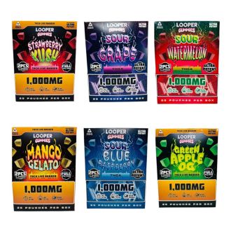 Looper Delta 8 + Delta 9 + HHC + THC-A Gummies - 1000 mg - 2 Counts Per Pack - 25 Packs Per Box