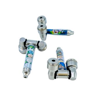 Metal Handpipe - 2.5 Inch - With Double Bowl - Assorted Designs - HPIM7