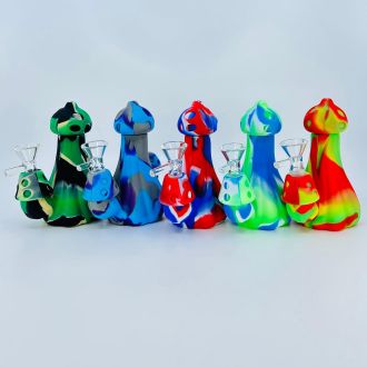 Mushroom Shaped Silicone Waterpipe - 5 Inch - WPPC76 - Price Per Piece - Assorted Colors