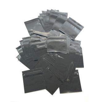 Mylar Baggies - Black-Clear - 3" Inches X 3" Inches - 1/2 Gram - 50 Per Pack