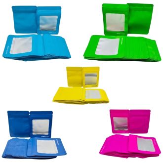 MYLAR BAGS YELLOW W/WINDOW 3.5X5" 3.5g-1/8oz 50/pk