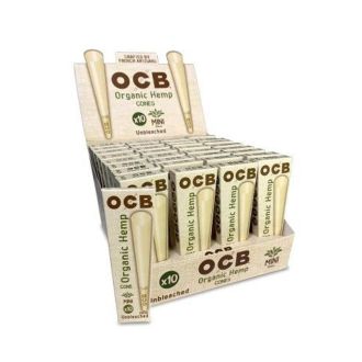 Ocb Organic Hemp Rolling Cones - Mini - Unbleached - 70mm - 10 Counts Per Pack - 32 Packs Per Box