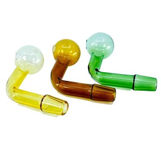 Oil Burner 4 Inch - 14mm - G/G 90° - 4 Counts Per Pack - Assorted Colors - PCOB9