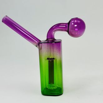 Oil Burner Square Waterpipe with Inline Perc - 4 Inch - Assorted Colors