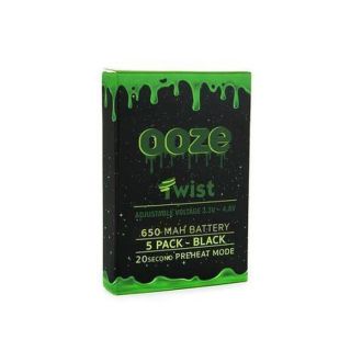 Ooze 650 Mah Twist Battery 3.3v - 4.8v With 20 Second Preheat Mode - Pack Of 5