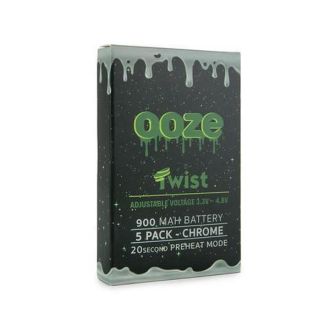 Ooze 900 Mah Twist Battery 3.3v - 4.8v With 20 Second Preheat Mode - Pack Of 5
