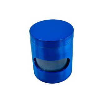 PLG13 - 4 Part Metal Tobacco Grinder - 56 mm - With Window - Color Block - Assorted Colors