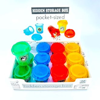 Pocket Sized Hidden Storage Box With Grinder - Plastic Container - 50mm - Assorted Colors - 12 Counts Per Box - DK4061