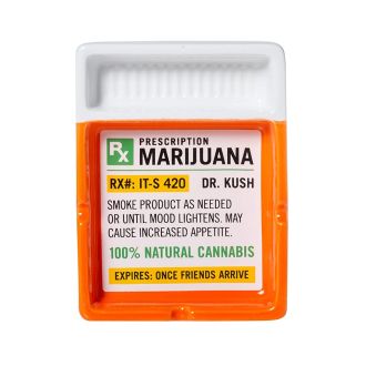 Prescription Red White Ashtray