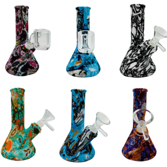Printed Silicone Beaker Waterpipe - 5 Inch