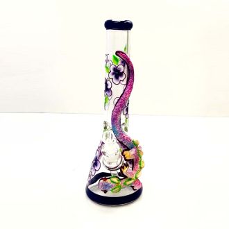 Purple 3D Dragon Waterpipe - 14 Inch - Beaker - Glow In The Dark - Assorted Colors - WPSO10