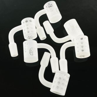 Quartz Banger - 14mm 90° Degree - Frosted Assorted Design (QB-016) - 6 Per Pack