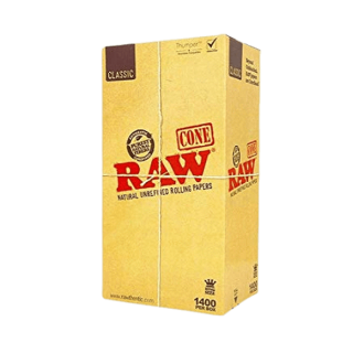 Raw Classic Natural Unrefined Rolling Papers Cone Bulk King Size - 1400 Per Box