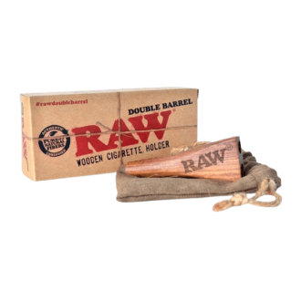 Raw Double Barrel Wooden Cigarette Holder With Felt Carry Bag