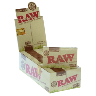 Raw Organic Hemp Single Wide Rolling Papers 25 Pack Per Box