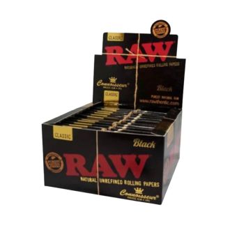 RAW CLASSIC  BLACK K/S SLIM+TIPS CONNOISSEUR 24ct/BOX