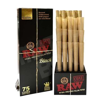 Raw - Organic Black Cones - King Size - 75 Count Per Box