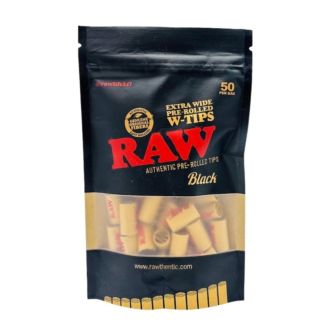 RAW BLACK EXTRA WIDE PRE-ROLLED TIPS 50ct/BAG