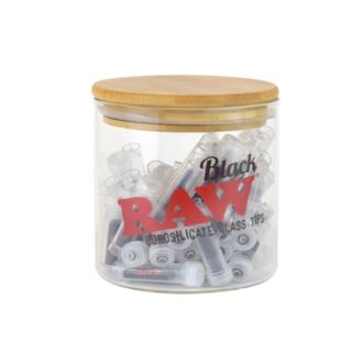 Raw Black Glass Tips - 50 counts Per Jar