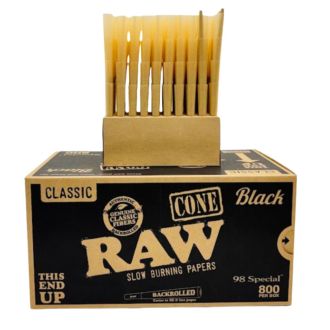 RAW CLASSIC 98 SPECIAL BACKROLLED CONES 800ct/Box BLACK