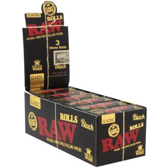 Raw Classic Black Rolls King Size Wide - 12 Rolls Per Box