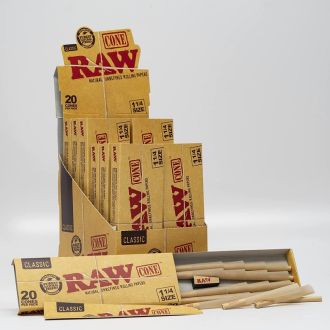 Raw Classic Cone - 1 1/4 Size - 20 Cones Per Pack - 12 Packs Per Box