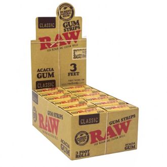 Raw Classic Gum Strips - 3 Feet Per Roll - 24 Rolls Per Box - Acacia Gum