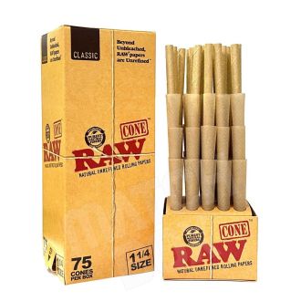 RAW Classic Prerolled Cones - 1 ¼ Size - 75 Count Box