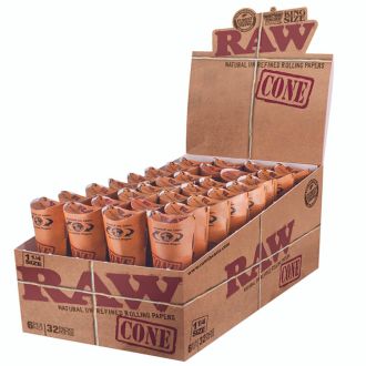 Raw Classic Unrefined Pre Roll Cone - 1 1/4 - 6 Per Pack - 32 per display