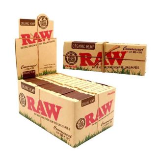 Raw Organic Hemp Connoisseur 1 1/4 With Tips - 24 Packs Per Box