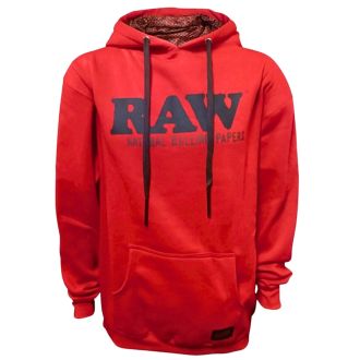 RAW RED 100% COTTON HOODIE WITH BLACK LOGO