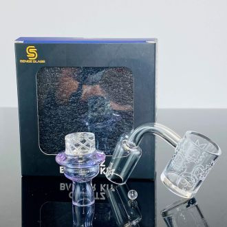 Sense Glass - Banger Kit - R-M And Terp Pearl With Cyclone Spinner Carb Cap - 19mm Male  - 90 ° Degree